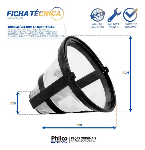 Filtro Permanente 102 Cafeteira Britânia Cp15 Inox Original