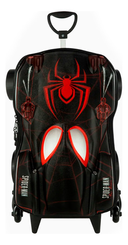 Mochila De Carrinho Homem Aranha 3d Infantil Preto E Verm