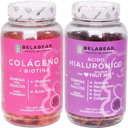 Belabear Gomitas Colageno + Biotina Y Ac. Hialuronico 2 Pzs