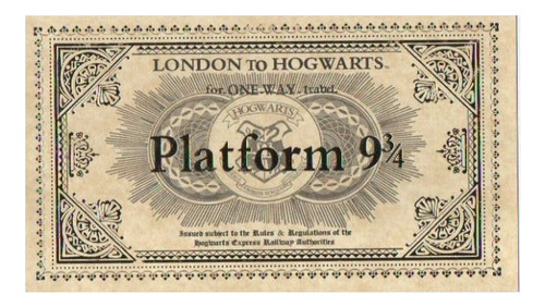 Harry Potter Boleto Expreso De Hogwarts Plataforma 9 3/4