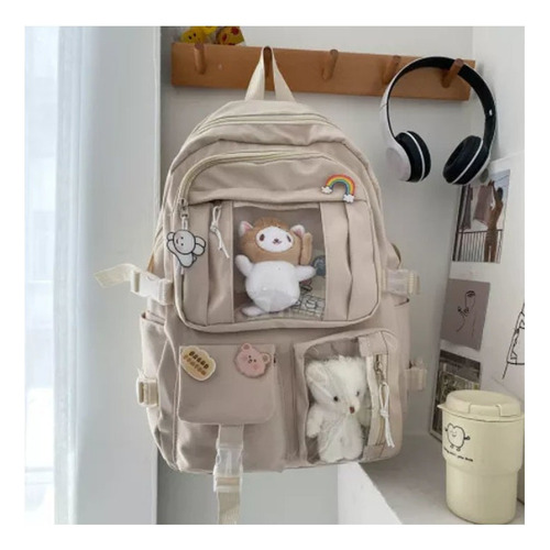 R Mochila Impermeable Kawaii Coreano 17 Pulgadas Mujer