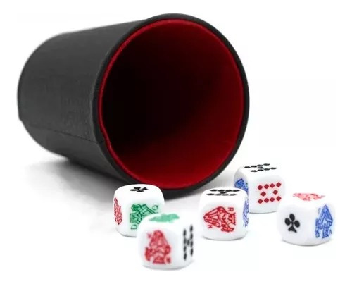 Juego De Vaso Mezclador Y 5 Dados, Agalludo Poker