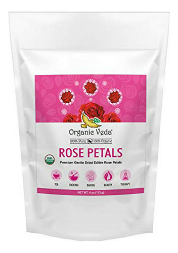 Té Herbal - Pétalo De Rosa Orgánico Veda Puro, Sin Omg, 100%