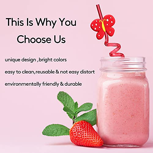 24 Butterfly Drinking Straws With 2 Pcs Straws Cleaning...