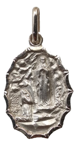 Medalla Plata 925 Virgen De Lourdes #145 Bautizo Comunión