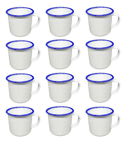 Caneca Esmaltada Retro Branca 150ml - 100 Unidades Atacado Cor Branco Liso