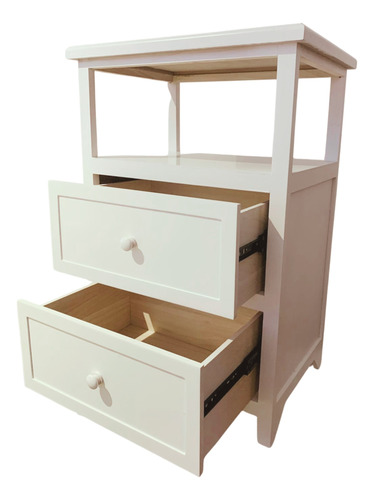 Velador Dormitorio Pallavicini 2 Cajones Blanco Blanco