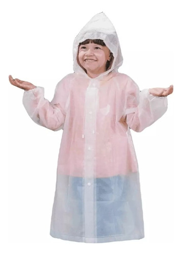 Impermeable Para Niños Lluvia Botones Manga Elástica