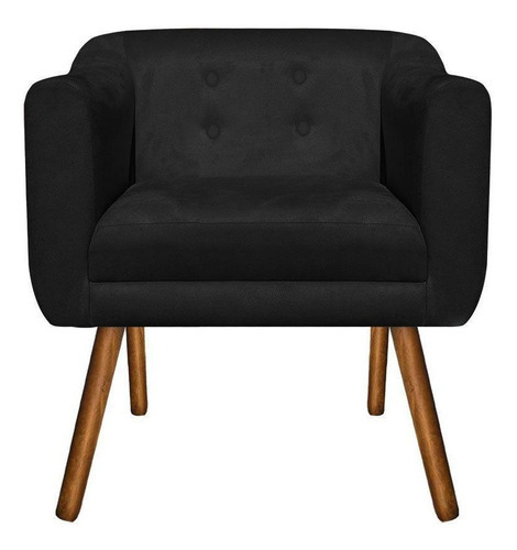 Kit Sofá Retrô E Poltrona Decorativa Julia Suede Preto