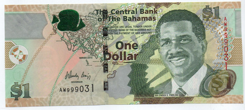 Billete Banco  Central Bahamas 2015 One Dollar