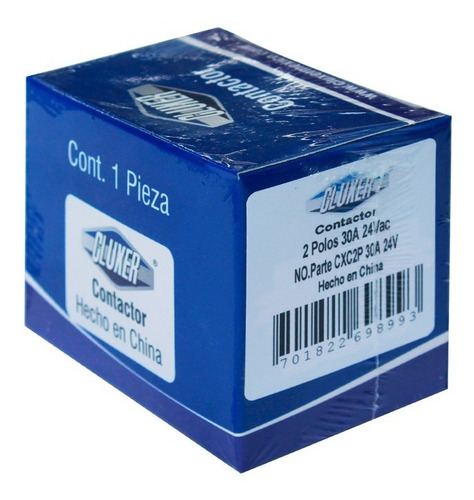 Contactor 2 Polos, 30 Amps, Bobina 21-24vac, 50/60hz