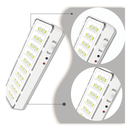 3 Luminária Emergência Lâmpada 30 Leds Recarregável Bivolt