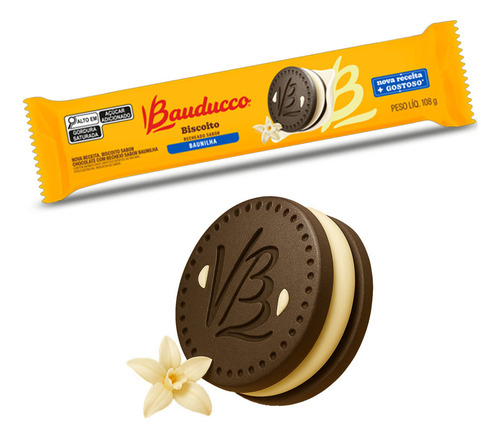 Biscoito Recheadinho Bauducco Baunilha Kit 10 Pacotes 108g