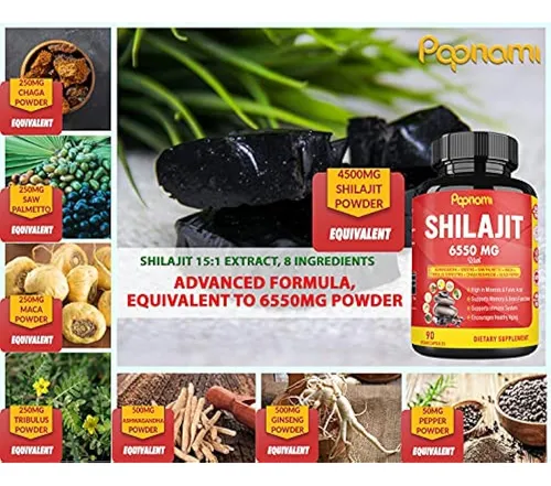 Cápsulas De Extracto Orgánico De Shilajit 6550 Mg Con Ashwag