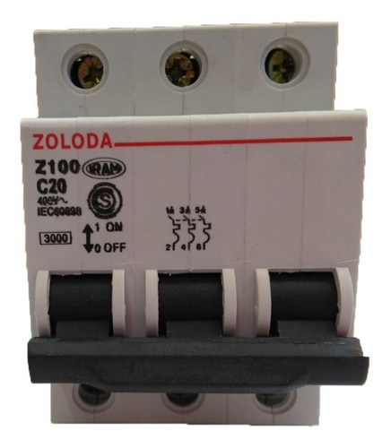 Llave Termica Tripolar Zoloda 3x 6a 3ka Curva C Z100