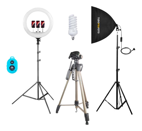 Estúdio Iluminação Com Softbox, Ring Light E Controle - 110v