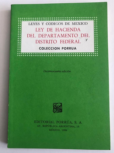 Ley De Hacienda Del Departamento Del Distrito Federal