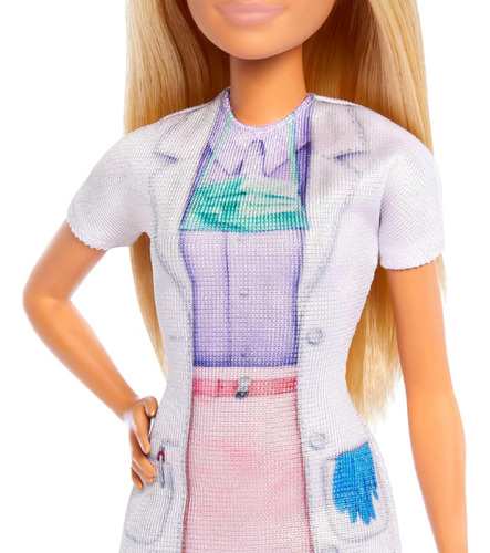 Muñeca Set Dentista Cabello Rubio Con Niña Multicolor Barbie