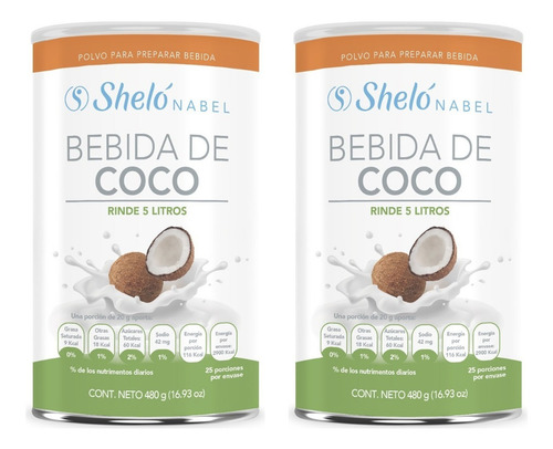2 Piezas Bebida Leche De Coco Sheló Rinde 10 L En Total