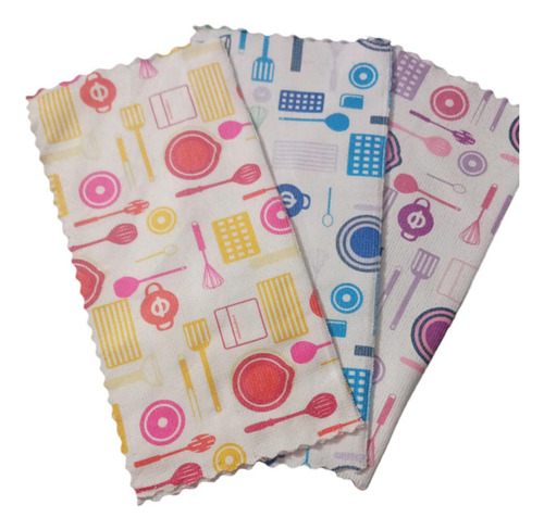 Set De 5 Paños De Microfibra 30x30 Seca Vajillas Limpieza
