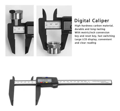 Pantalla Lcd Grande Digital Digital De Carbono Caliper Ruler