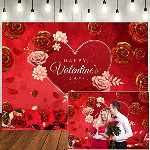 Ltlyh 7x5ft Día De San Valentín Telón De Fondo Rojo Amor Cor