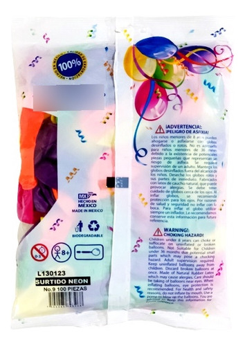 Globos Latex Neón 100 Pz #9 Biodegradables Brillan Luz Negra
