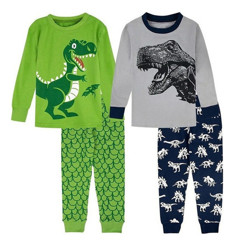 Niños Niños Dinosaurio Deporte Algodón Dos Conjuntos Pijama