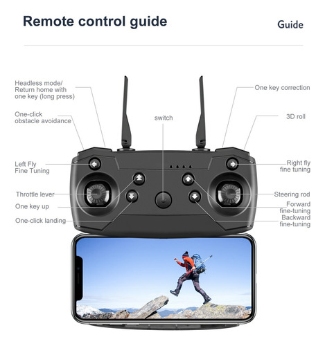 Control Remoto Uav Plegable H E58 3721