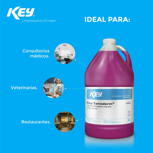 Jabón Antiséptico Líquido Para Manos Key Sanoderm 4lt