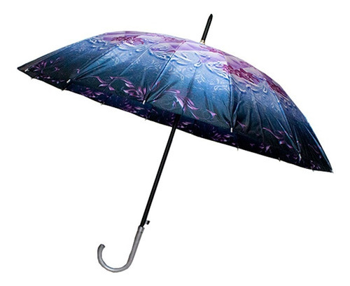 Paraguas Sombrilla Clásica Semiautomática Plegable De Bastón Color Azul morado