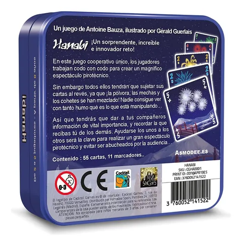 Juego De Mesa Hanabi Juego De Cartas Para Adultos Y Niños