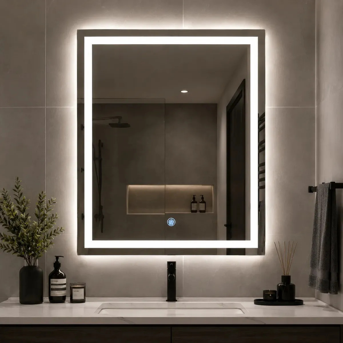 Espejo Luz Led Touch Pared Tocador Baño Vestidor 3 Luces Blanco