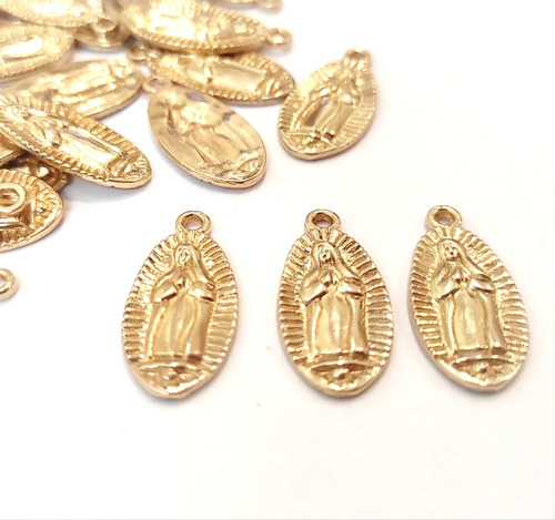 20 Dijes Virgen De Guadalupe Dorado Metal Artesanias Bijou