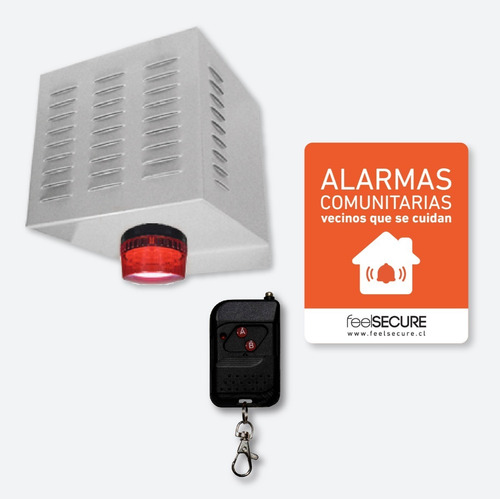 Kit Alarma Comunitaria Sirena 4 Controles Placa Disuasiva