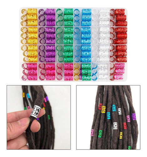 Dreadlocks Cabello Trenzado Puños Cuentas, Anillos
