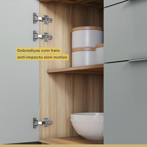 Cozinha Modulada Marquesa Ripada Mdf 8 Peças Nature Verde