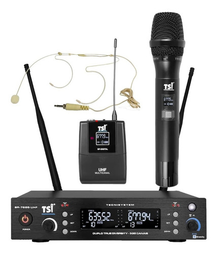 Kit Microfone Sem Fio Mão/headset Br-7000-cli-uhf - Tsi