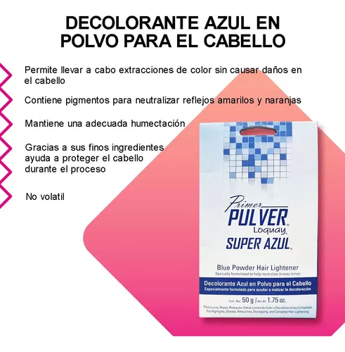 Decolorante en Polvo Loquay Primer Pulver Super Azul para el Cabello, 50 gr.