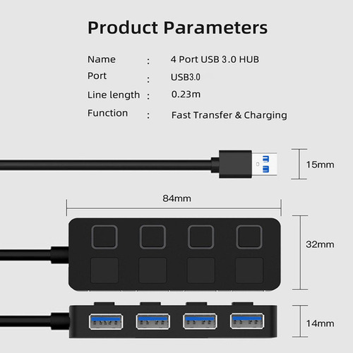 Hub Usb Portátil De 4 Puertos Usb 3.0 Hub De Datos