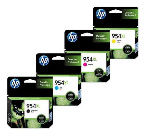 Pack 4 Tintas Hp 954xl Negra Originales 7720 7740 8210 C/iva