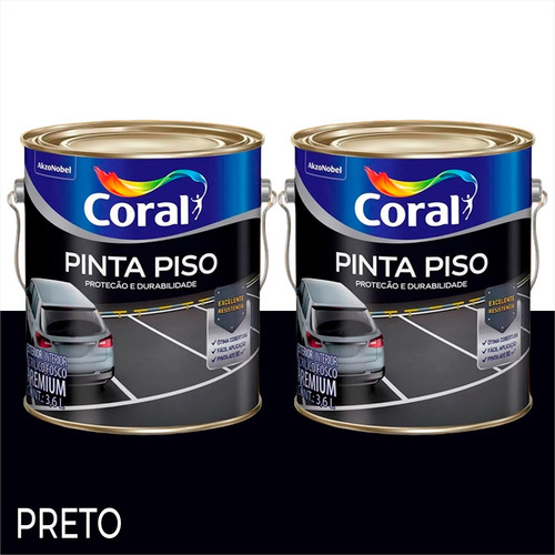 Tinta Pinta Piso Premium Grande Circulação 3,6 L Kit C/2 Acabamento Mate Cor Preto