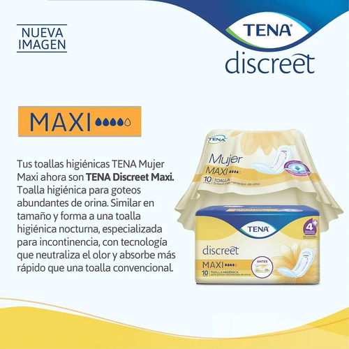 Tena® Mujer Maxi Discreet Por 30 Apósitos Apta Post Parto