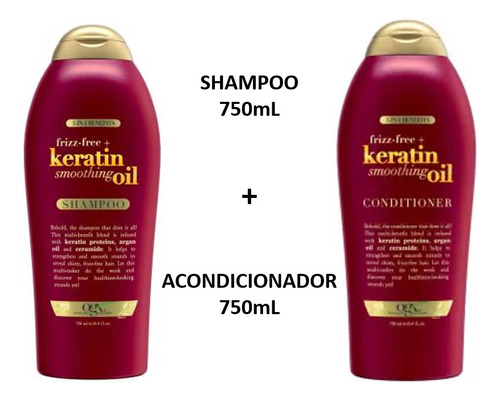 Ogx Shampo & Acondicionador Keratin & Argán 750ml Cada Uno