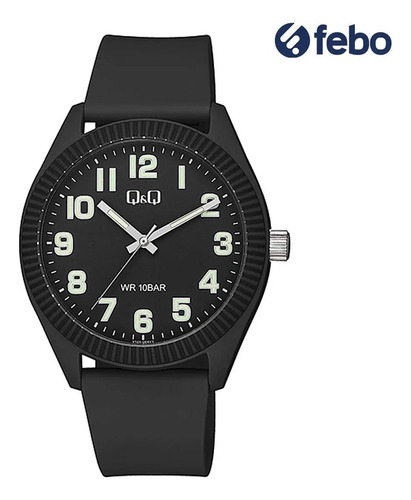 Q&q Reloj Análogo Malla Pvc Negro Resistente Febo