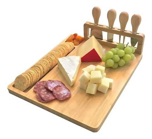 Tabla De Madera Para Picoteo Con 4 Cuchillos