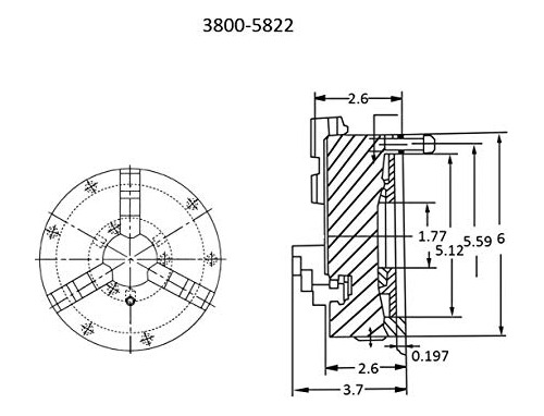 Vertex 6  3 Jaw Soporte Delantero Torno Portabroca 2 Juego