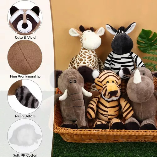 Juego De Juguetes De Peluche De Safari De Animales De Peluch