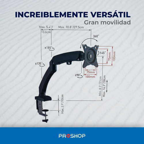 Imagen 9 de 10 de Soporte Brazo Hidraulico Monitor 13 A 29 Escritorio Led Tv