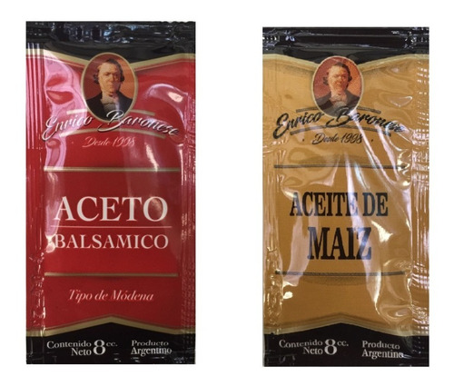 Aceite De Maíz + Aceto + Sal X200c.u Sobres Individuales 